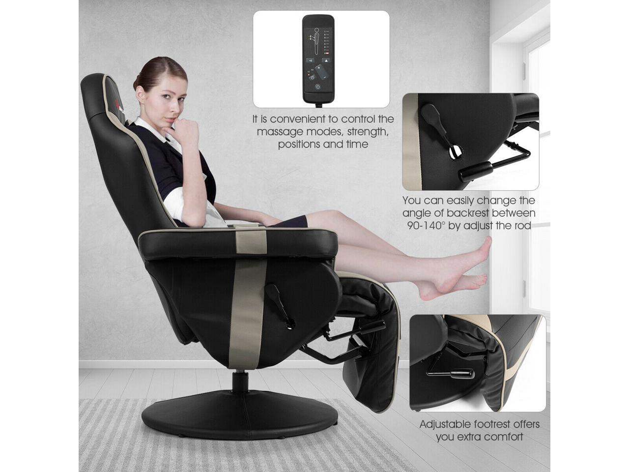 Massage Gaming Recliner Reclining Racing Chair Swivel w/Cup Holder
