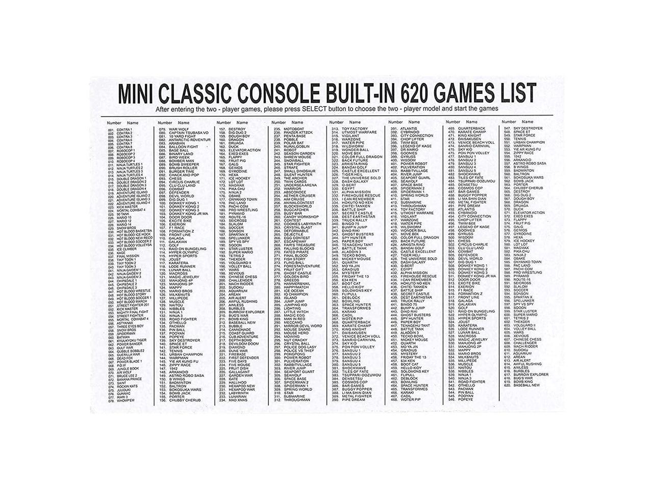 Classic Mini NES Retro Console, Homegician AV Output Game Console Built-in  620 Games with 2 Classic Controllers AV Output Video Games for Kids,  Children Gift, Birthday Gift Happy Childhood Memories - Newegg.com