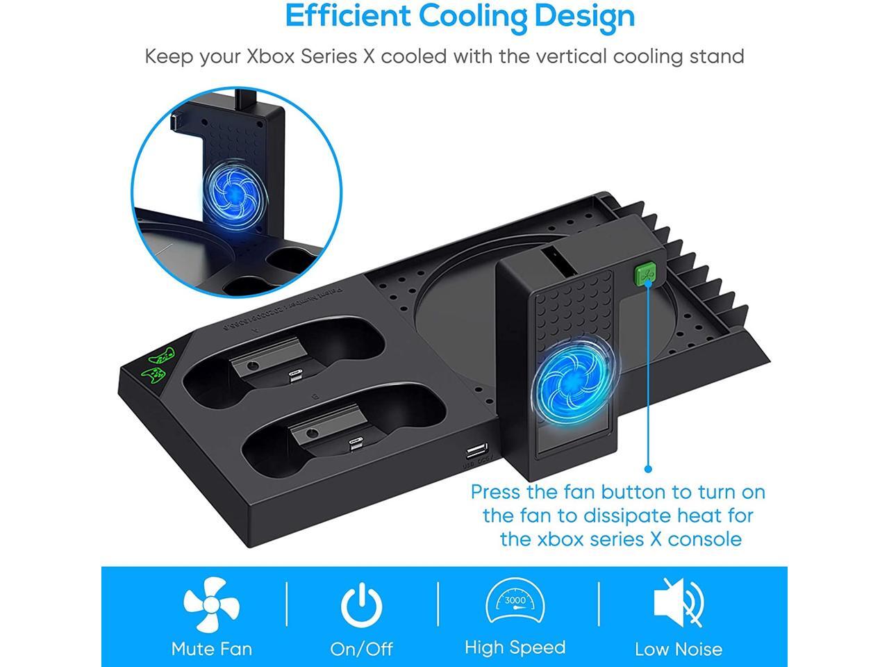 Vertical Stand for Xbox Series X with Cooling Fan, Charging Station
