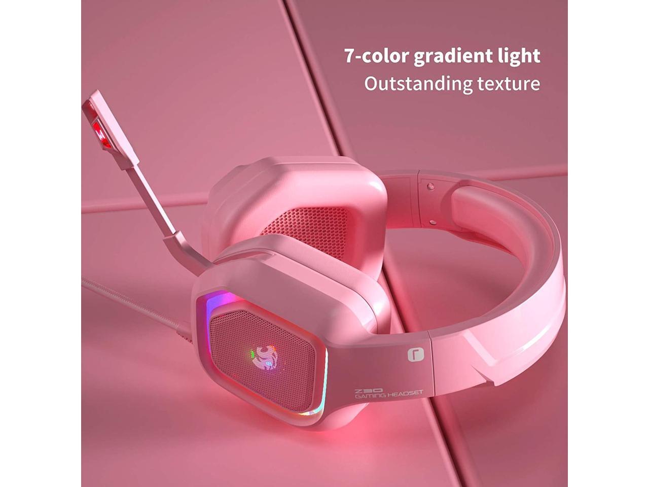ZIUMIER Z30 Pink Gaming Headset for PS4, PS5, Xbox One, PC, Wired Over