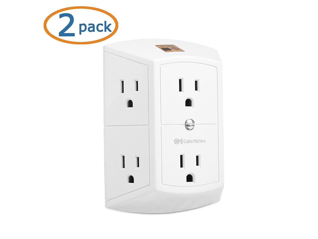Cable Matters 2Pack Three Sided 6 Outlet Wall Tap (6 Outlet Wall