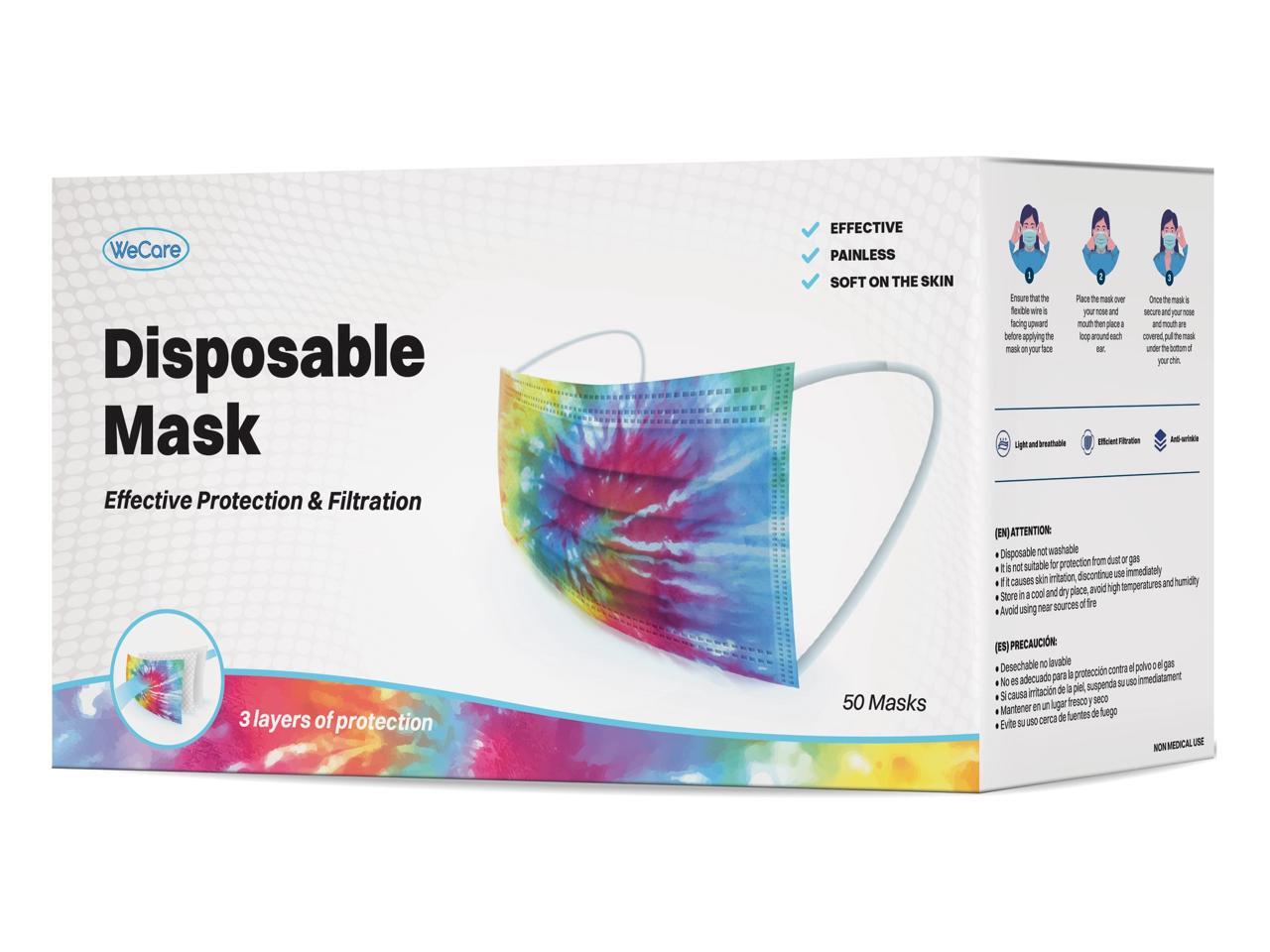 WeCare Protective Face Masks, Box of 50 (each IndividuallyWrapped