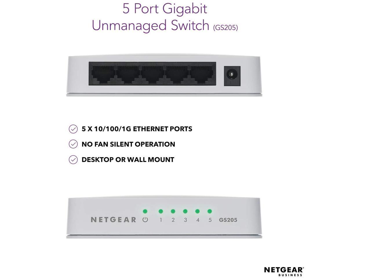 NETGEAR GS205 5 Port Gigabit Unmanaged Switch 