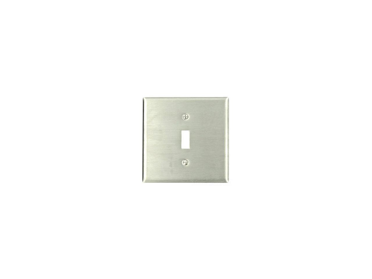 Device Mount Leviton 84040-40 2-Gang 1-Toggle Centered Device Switch Wallplate Stainless Steel 