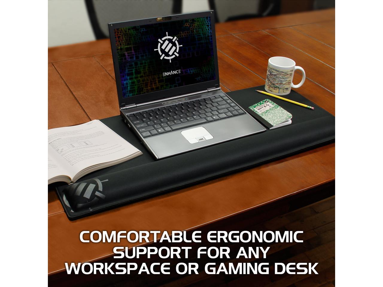enhance large extended gaming mouse pad with memory foam wrist rest