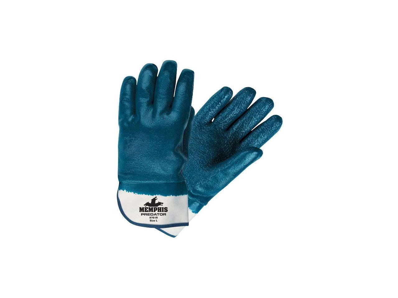 Blue/White 12 Pairs Large Predator Premium Nitrile-Coated Gloves 