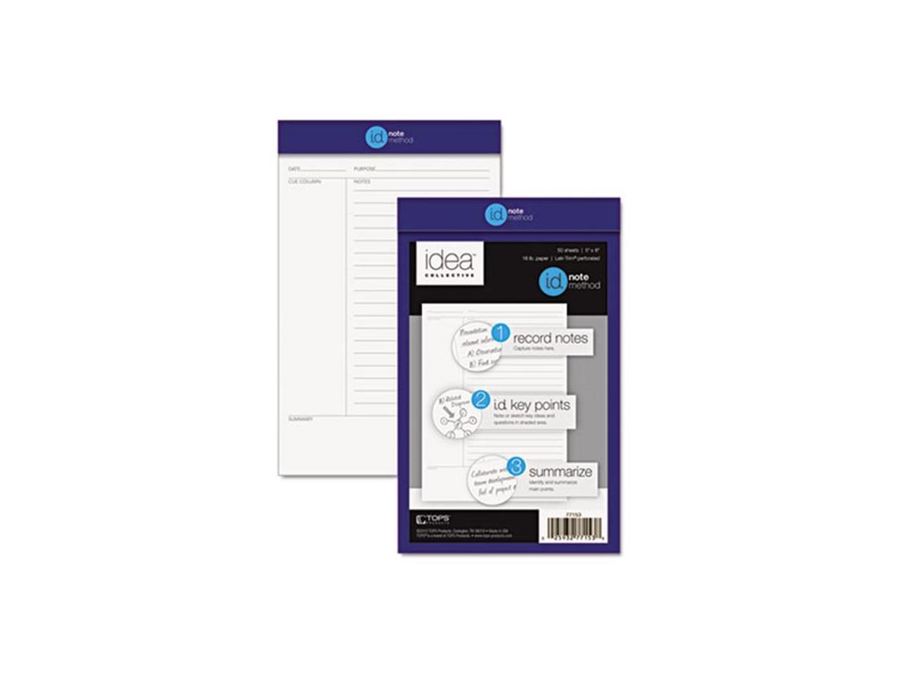 Tops 77153 Cornell Note Taking System Legal Pad, 5 x 8, White, 50
