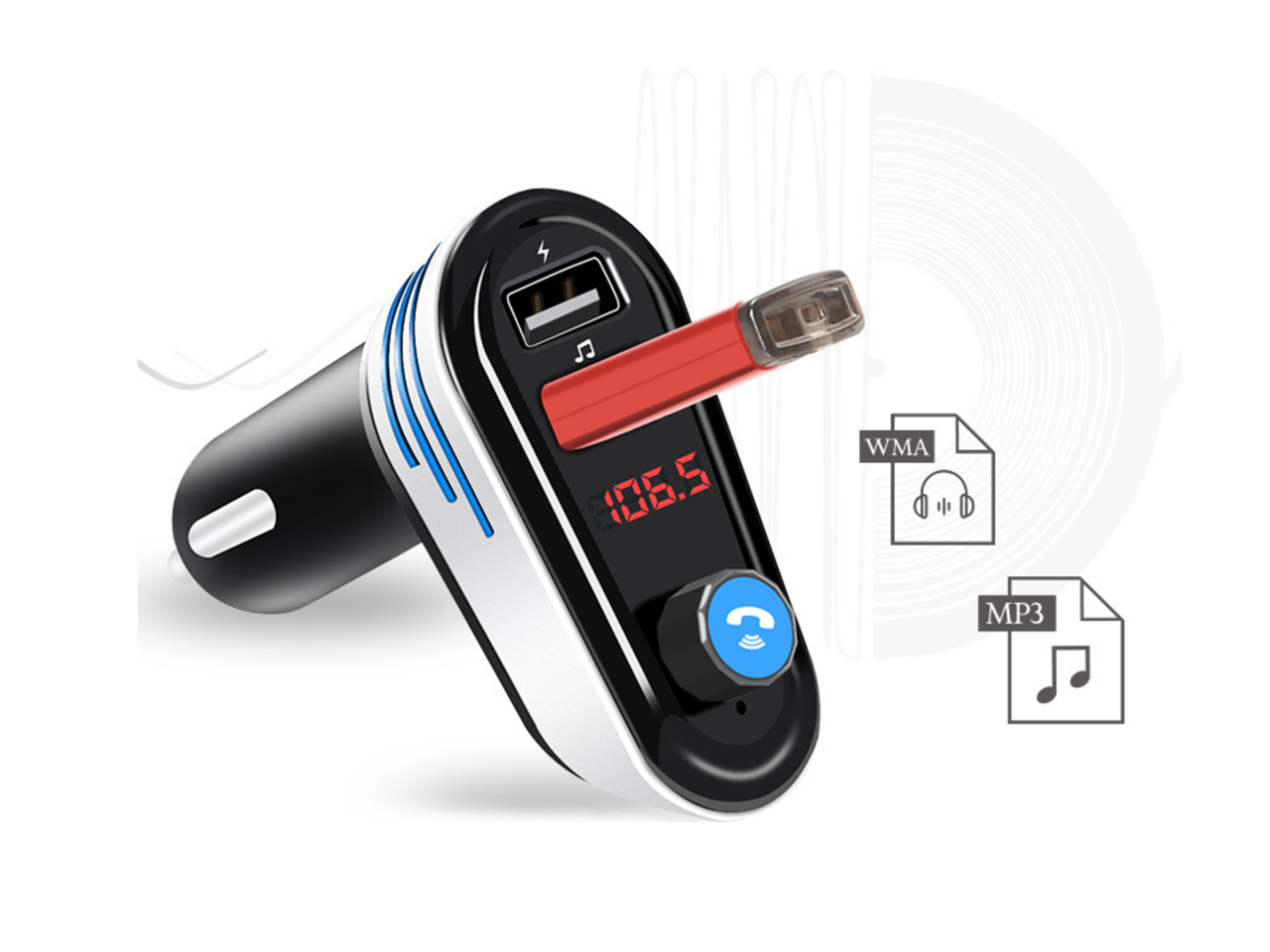 Car MP3 Charger 1224V Dual USB 5V 3.1A with Bluetooth Fm Transmitter