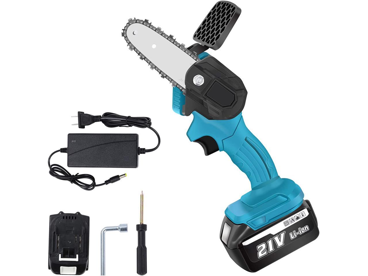 Rechargeable Battery Powered Pruning Electric Chainsaw for Wood Cutting & Tree Trimming 4-Inch Cordless Handheld Chainsaw Allinone Mini Chainsaw 