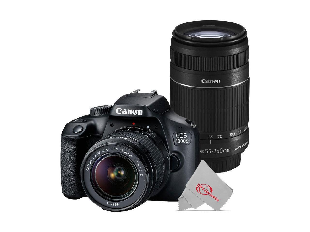 Canon EOS 4000D Rebel T100 18MP DSLR Camera with 1855mm and Canon 55