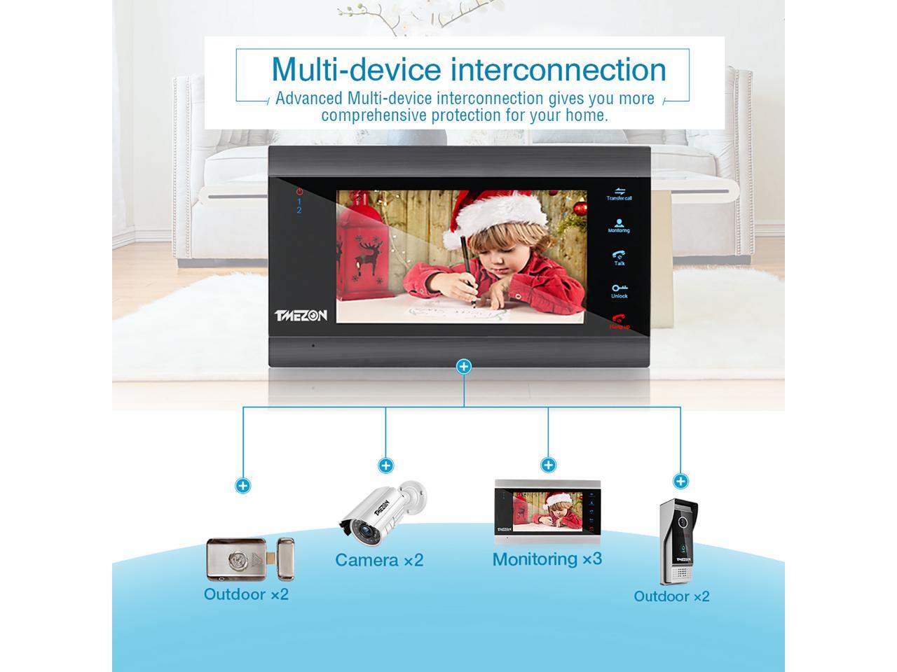 Details about   TMEZON 1080P Wireless WiFi Video Door Phone Intercom with 7" IP Monitor Doorbell 