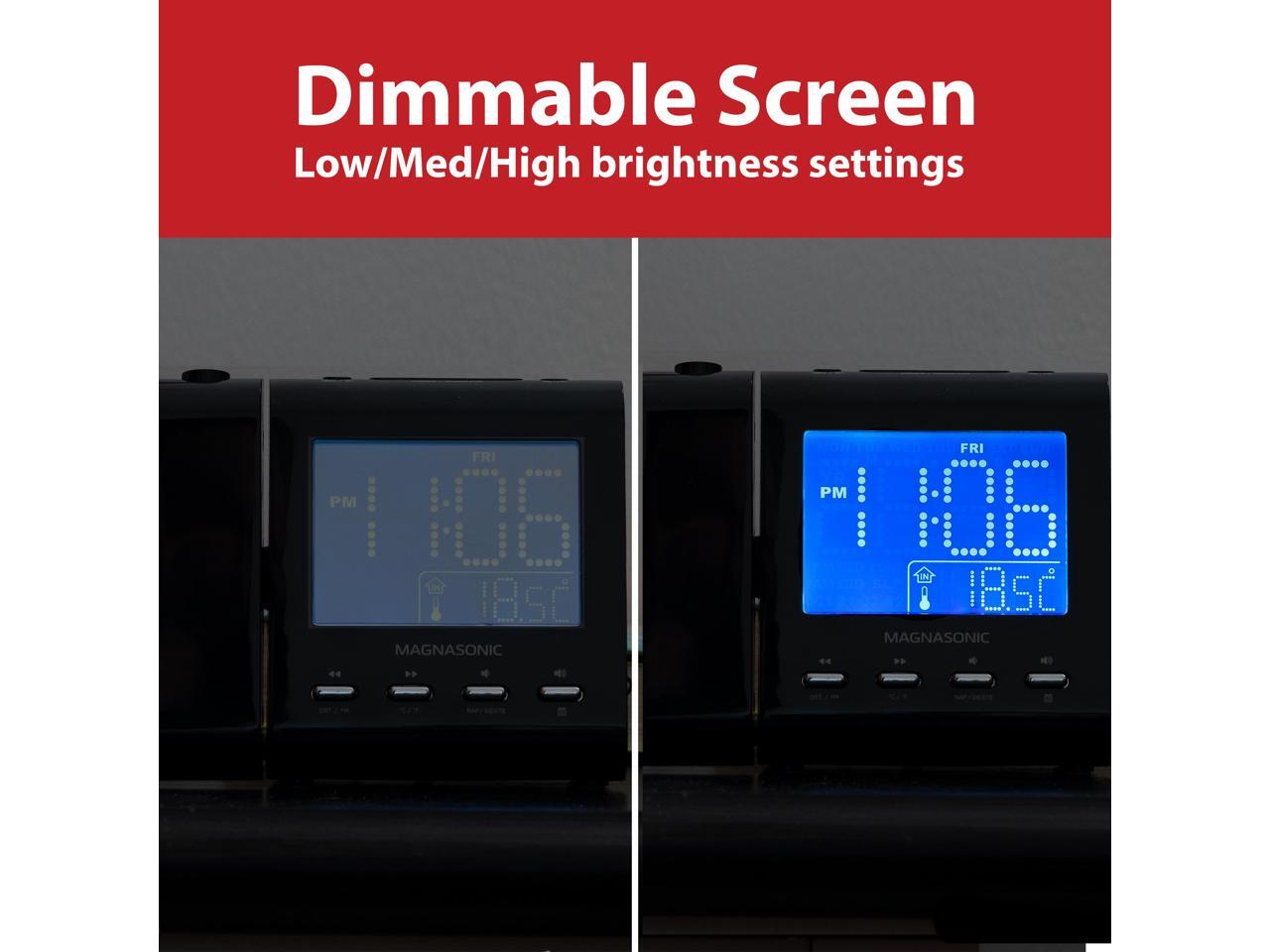 Magnasonic Projection Alarm Clock with AM/FM Radio, Battery Backup, Auto Time Set, Dual Alarm