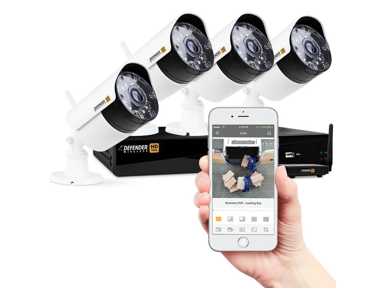 Defender Wireless HD 1080p 4 Channel 1TB DVR Security System with Smart