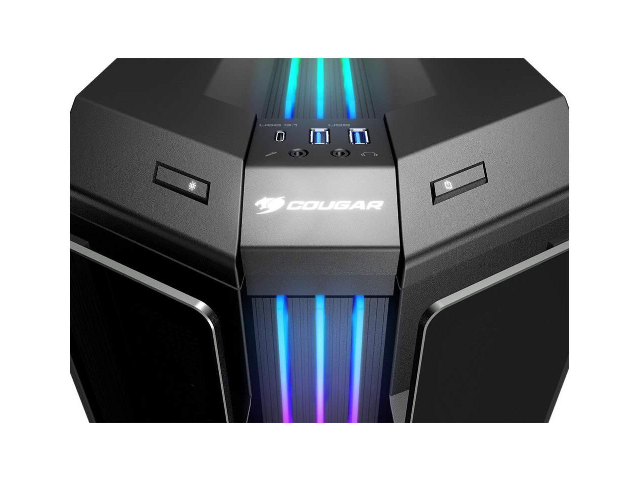 Cougar Gemini T Tempered Glass Mid Tower RGB LED Gaming Case with tool ...