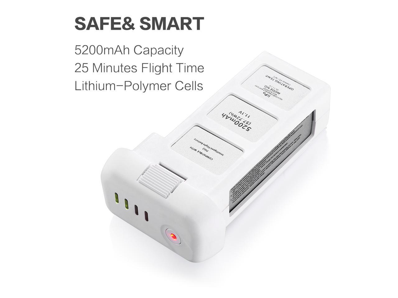 Powerextra 2 Pack DJI Phantom Batteries 11.1V 5200 mAh LiPo Intelligent Replacement Battery for