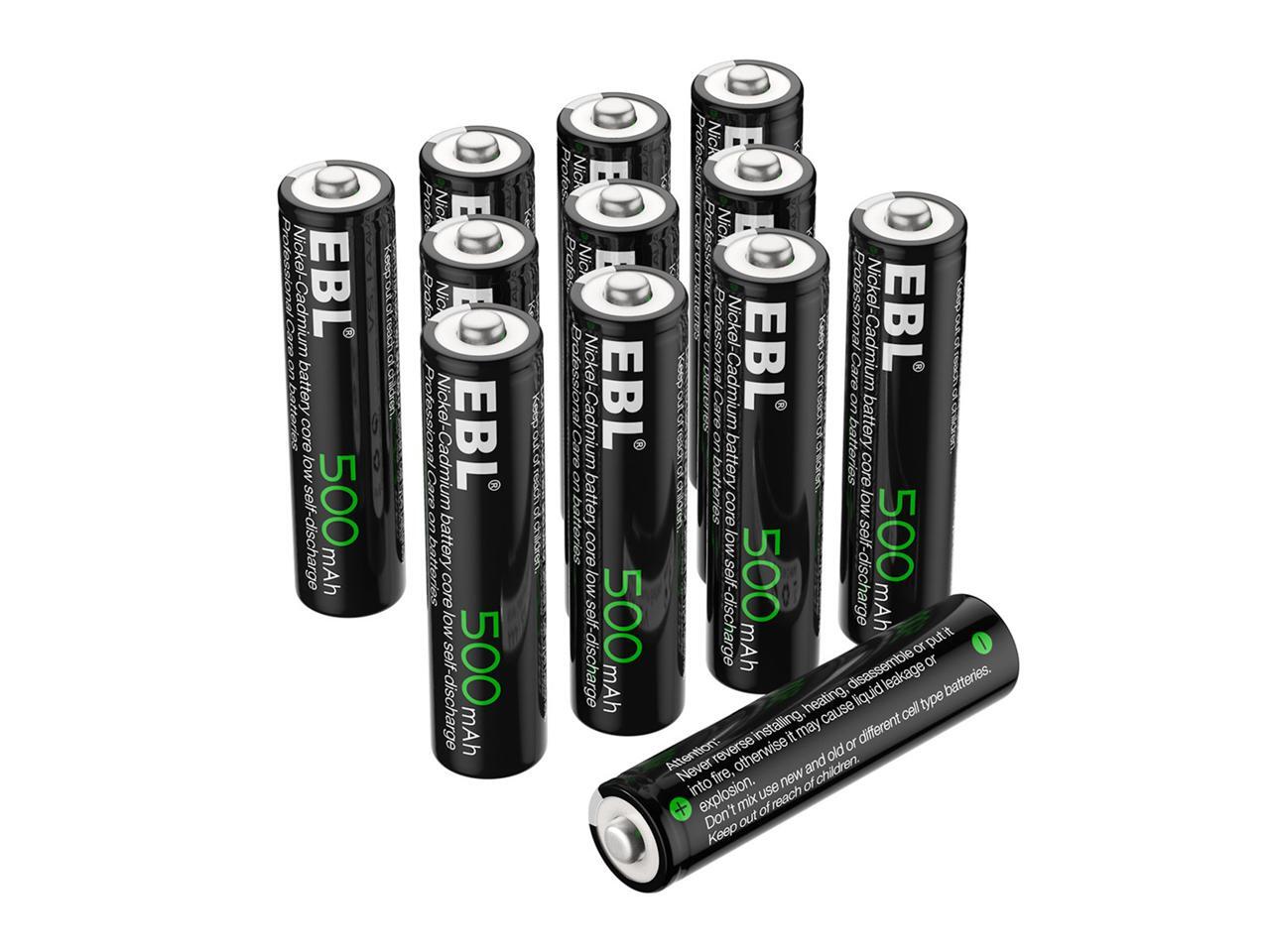 EBL AAA Rechargeable Batteries (12 Pack), 500 mAh NiCD Triple A