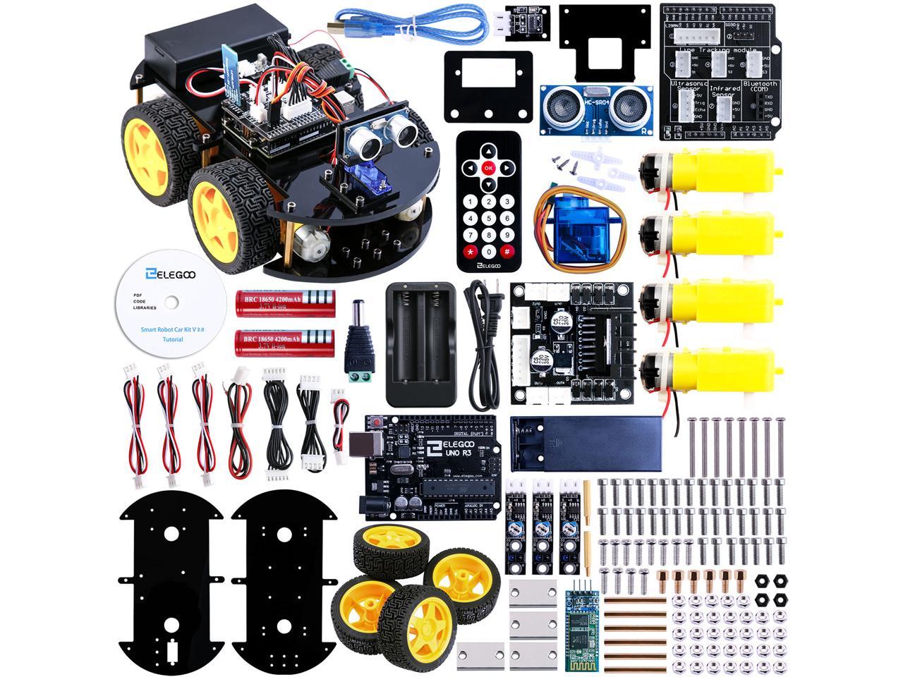 1 Set 4WD Smart Robot Car Starter Kit bluetooth Line Tracking For Arduino UNO R3