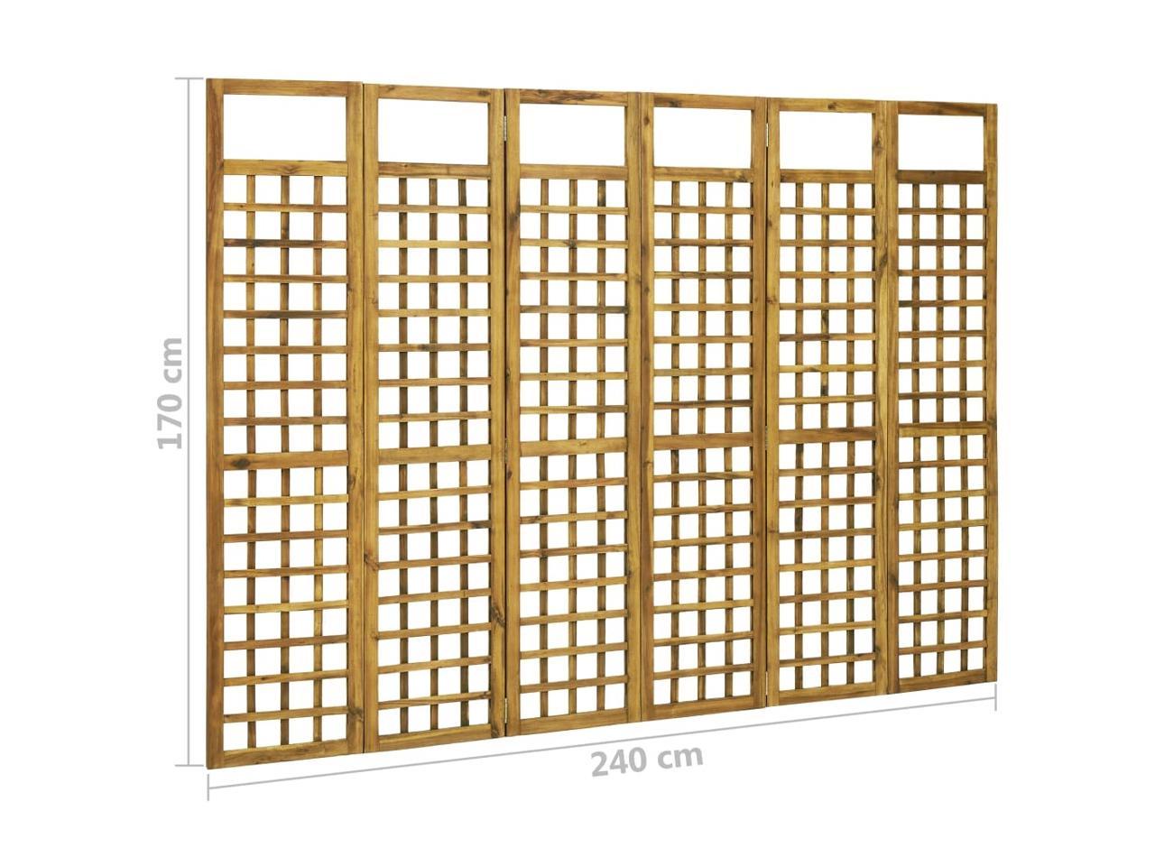 vidaXL Solid Acacia Wood 5-Panel Room Divider/Trellis 78.7"x66.9" Screen Panel 