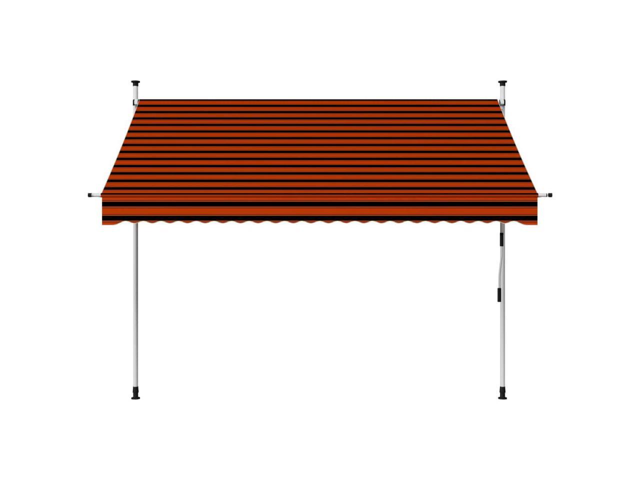 Vidaxl Manual Retractable Awning Orange Brown Outdoor Sunshade