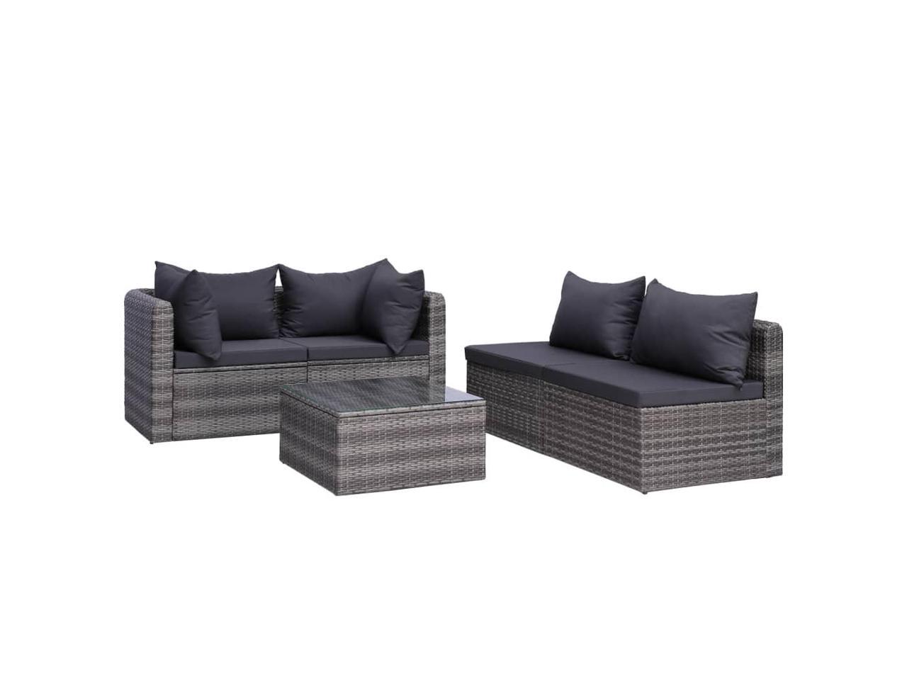 VidaXL Patio Sofa Set Sectional Sofa Outdoor Furniture 5 Piece Poly ...