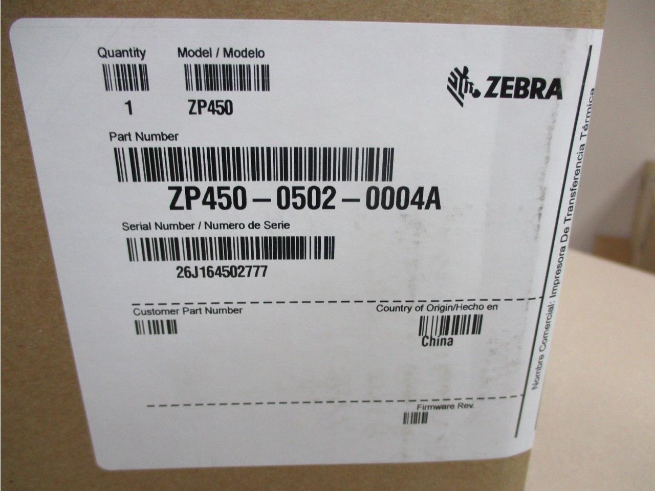 Genuine Zebra Zp 450 Ups Ctp Label Thermal Printer 0056