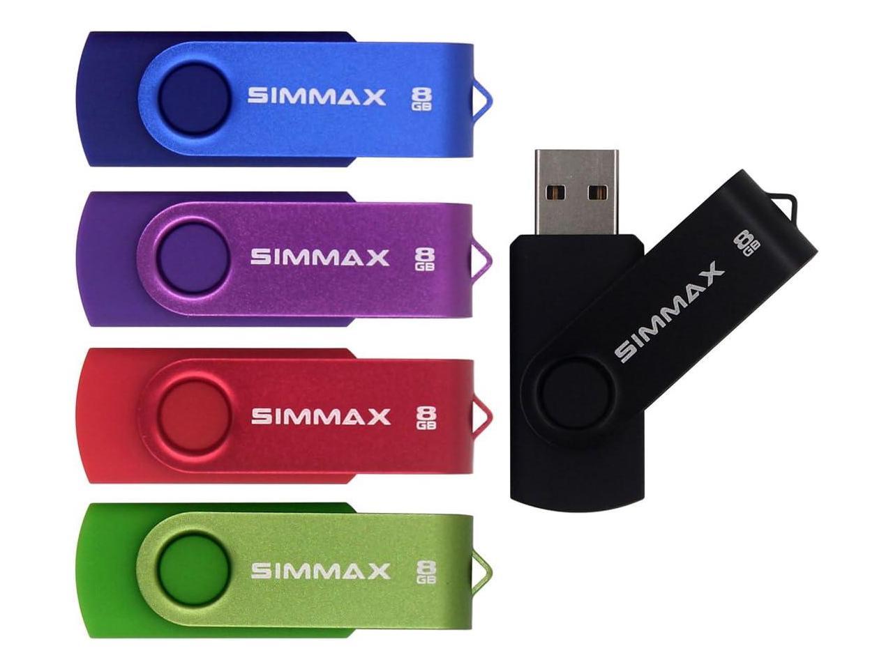 Five Mixed Colors: Black Red Blue Green Purple RAOYI 10 Pack 8GB 8G USB Flash Drive Memory Stick Fold Storage Thumb Stick Pen Swivel Design