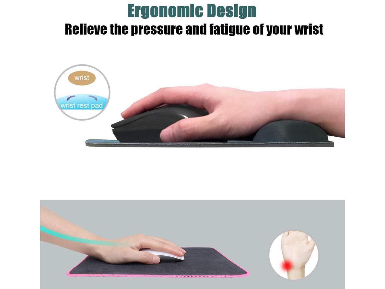 Home Office Gaming Ergonomic Mouse Pad with Wrist Support,Dooke Cute Wrist Pad with Non-Slip Rubber Base for Computer Laptop Easy Typing & Pain Relief Purple Flowers Working 