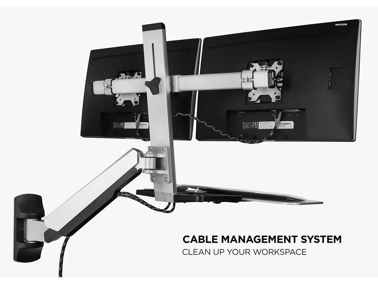 MountIt! Sit Stand Dual Monitor Wall Mount Workstation & Stand Up