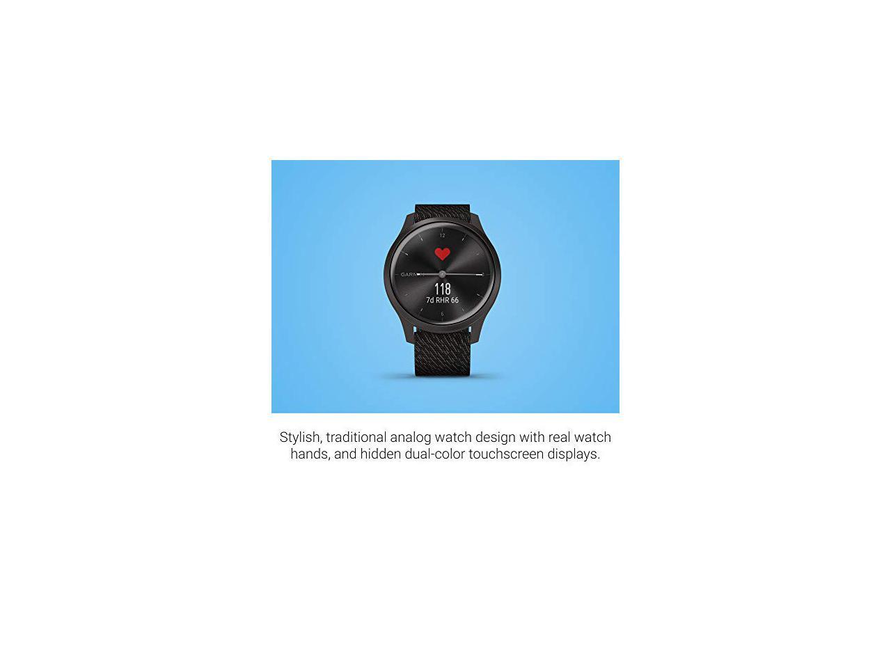 Garmin v〓vomove 3S, Hybrid Smartwatch with Real Watch Hands and Hidden Touchscreen Display, Rose Gold with Navy Blue Case and Band