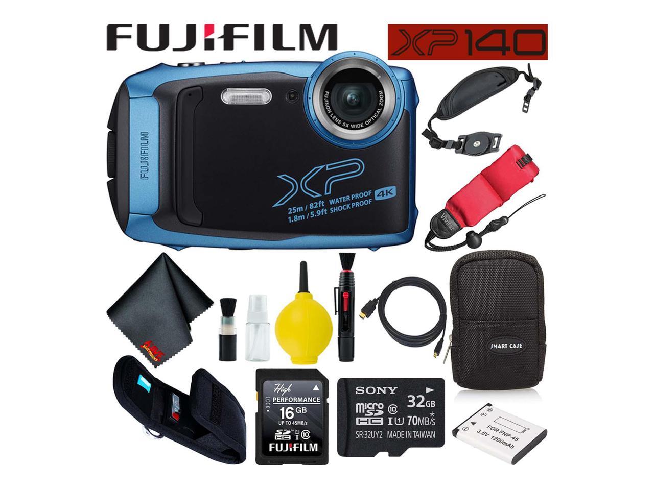 Onrecht monster Laag Fujifilm FinePix XP140 Waterproof Digital Camera 600020656 (Sky Blue)  Accessory Bundle Includes Professional Cleaning Ki - Newegg.com