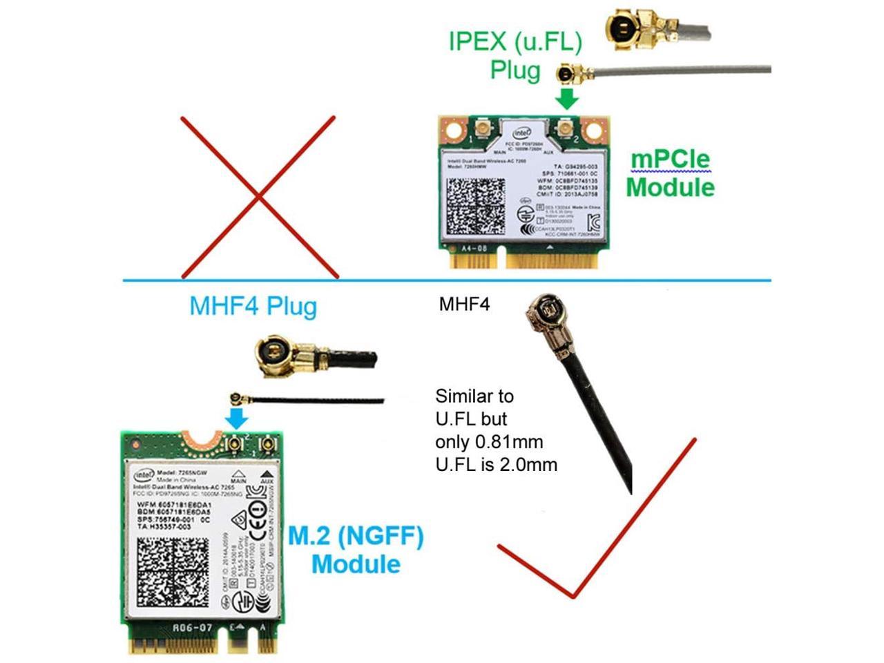 New A Pair NGFF Antenna of Ipex Mhf4 M2 2.4/5g Wifi Antennas Use For Intel 7260 7265 Ac 8260 Ngff Card 