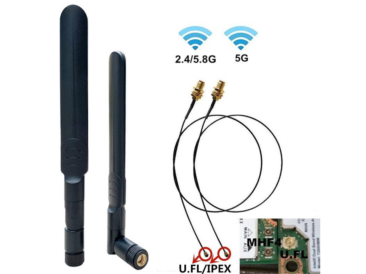 4 9dBi Dual Band RP-SMA WiFi Antenna U.fl Cable Mod Kit For Asus D-Link Router 