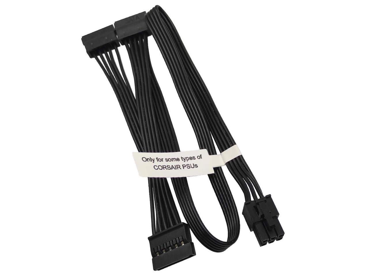 6 Pin to 3X 15 Pin SATA Hard Drive Power Adapter Cable for Some Types