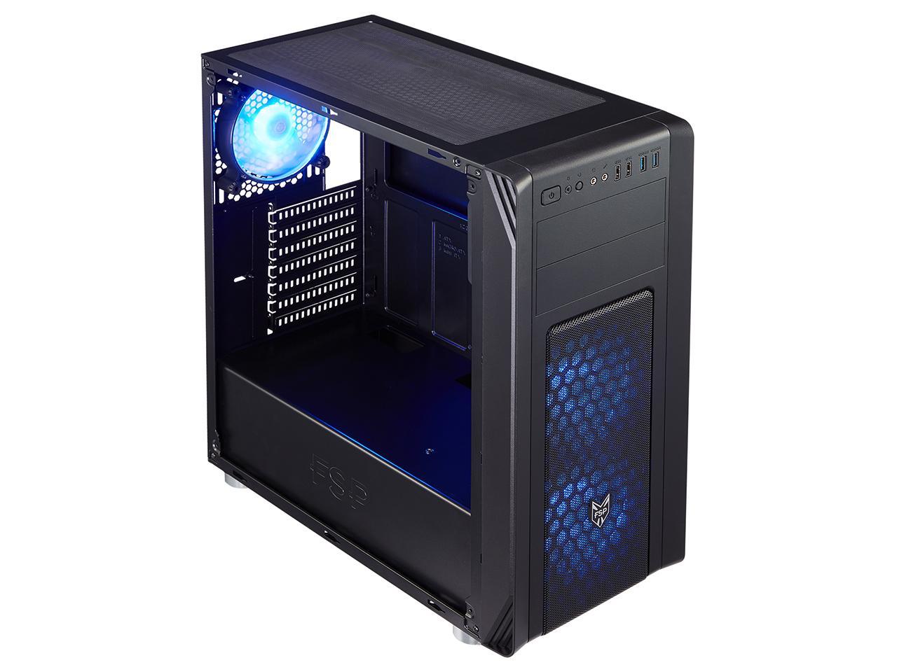 FSP CMT230 ATX Mid Tower PC Computer Gaming Case - Black Chassis with ...