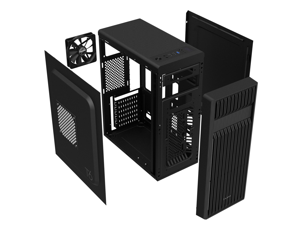 Zalman T6 ATX Mid Tower Computer/PC Case, PreInstalled 120mm Fans with