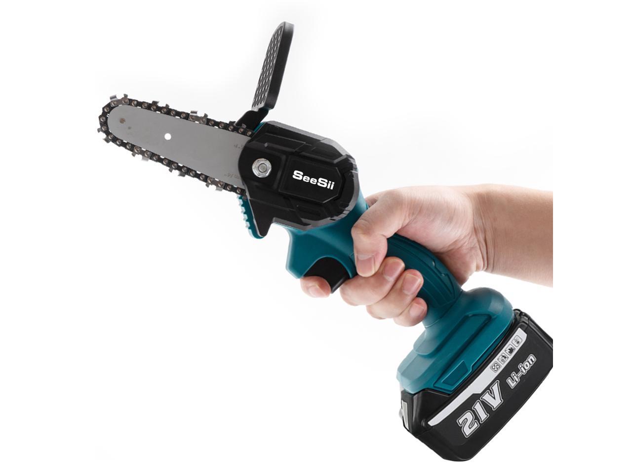 Seesii Mini Chainsaw 4-Inch Cordless Electric Protable Chainsaw with