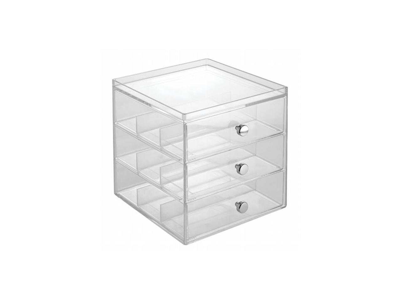 J M Home Fashions 36230 Clear 3 Drawer Glass Vanity Organizer Newegg Com