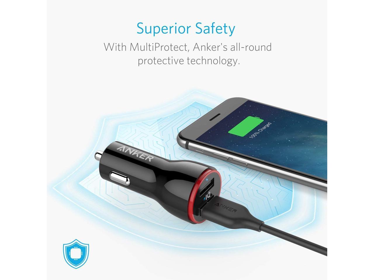 Car Charger, Anker 24W Dual USB Car Charger Adapter, PowerDrive 2 for