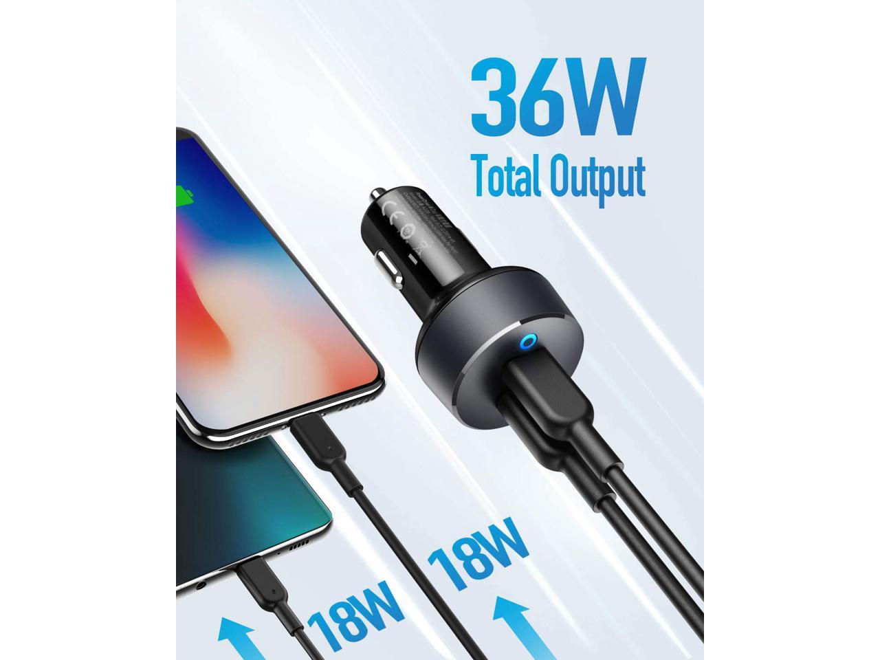 Anker USB C Car Charger, 40W 2Port PowerIQ 3.0 Type C Car Adapter