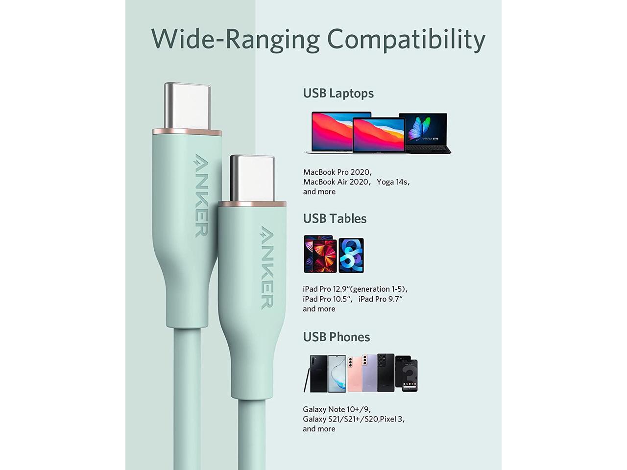 Anker Powerline III Flow, USB C to USB C Cable 100W 6ft, Type C