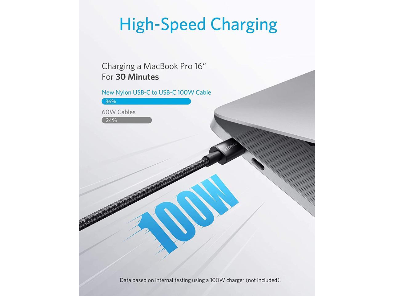 Anker USB C Cable 100W 10ft, New Nylon USB C to USB C Cable 2.0, Type C