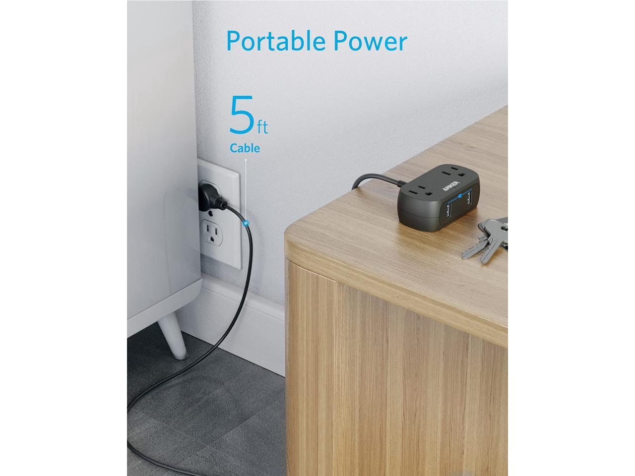 Anker Power Strip with USB PowerExtend USB 2 mini, 2 Outlets, and 2 USB