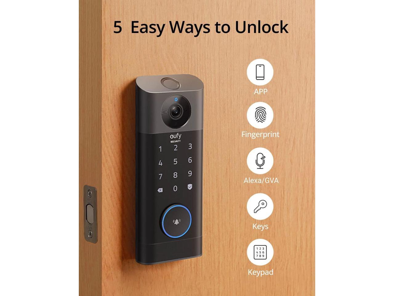 Eufy Security S330 Video Smart Lock, 3-in-1 Camera+Doorbell+Fingerprint ...