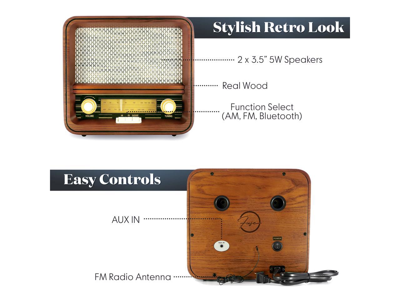 Fuse Vintage Retro Bluetooth AM/FM Radio Speaker + Real Handcrafted