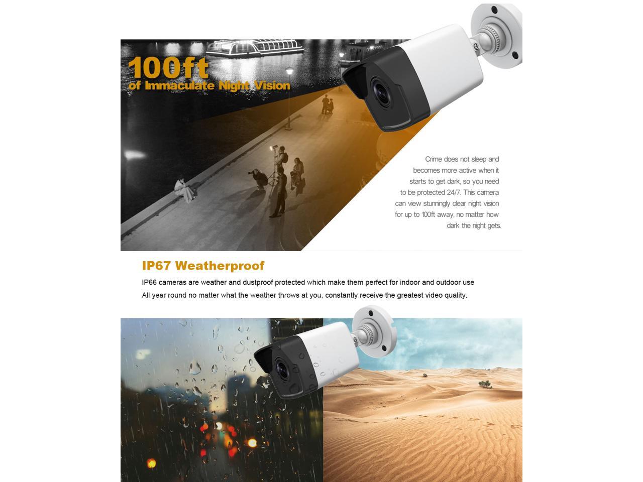 Hikvision Ds 2cd1023g0e I 2mp Wdr 2 8mm Fixed Lens 1080p Hd Ir30 Night Vision Poe Ip Network Bullet Camera 4 Pack Newegg Com