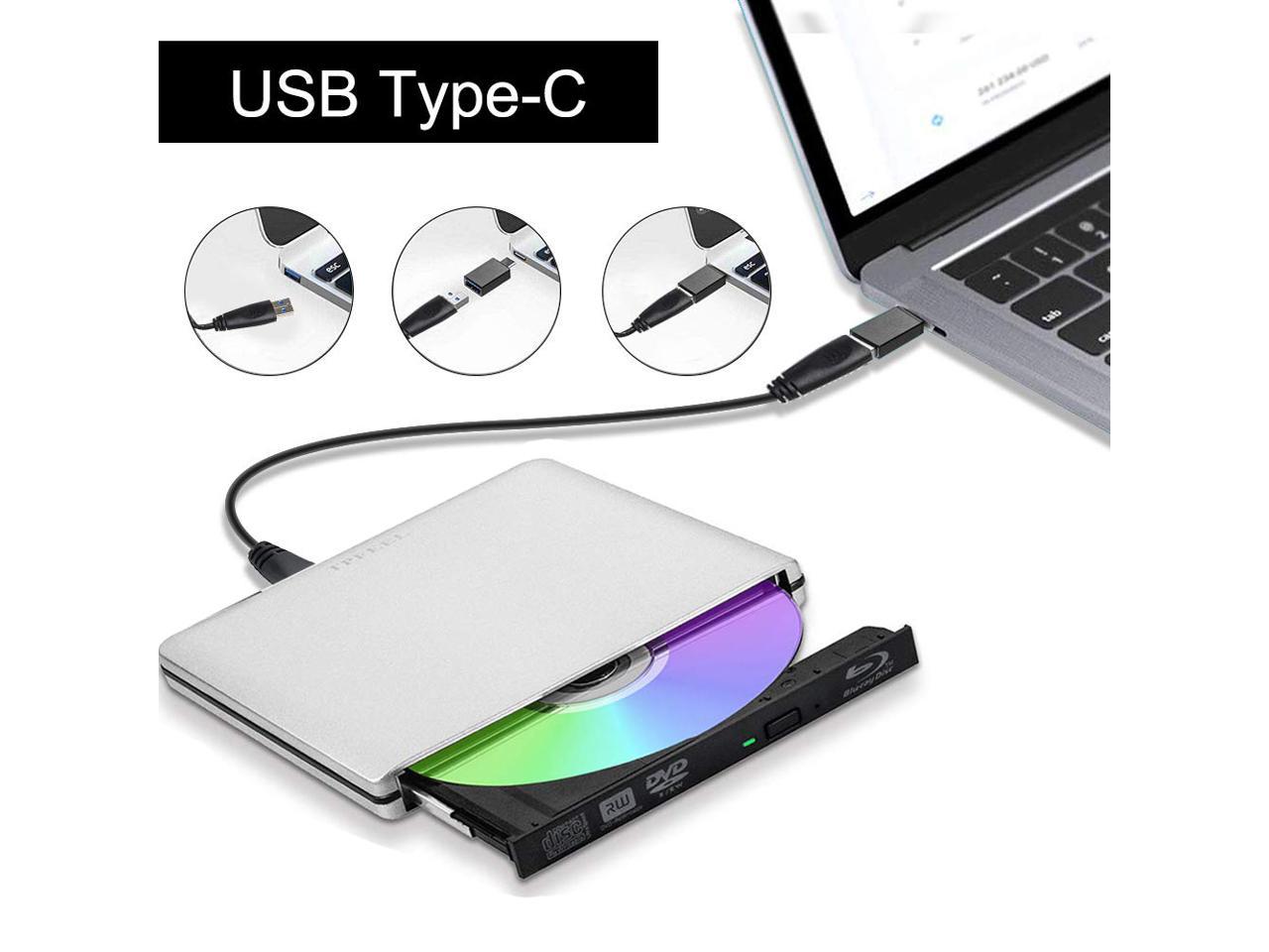 External Blu Ray DVD Drive 3D,LUOM USB 3.0 and Type-C Bluray DVD CD RW Row  Burner Player Rewriter Compatible for MacBook OS Windows 7 8 10 PC iMac -  