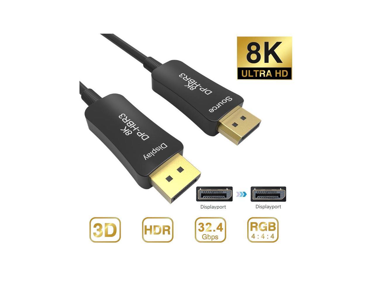 Luom Displayport 1 4 Cable 8k 60hz 4k 144hz 4k 1hz Displayport To Displayport Cable Dp 1 4 Hbr3 Cord Hdr Vesa Certified 50m 164ft Newegg Com