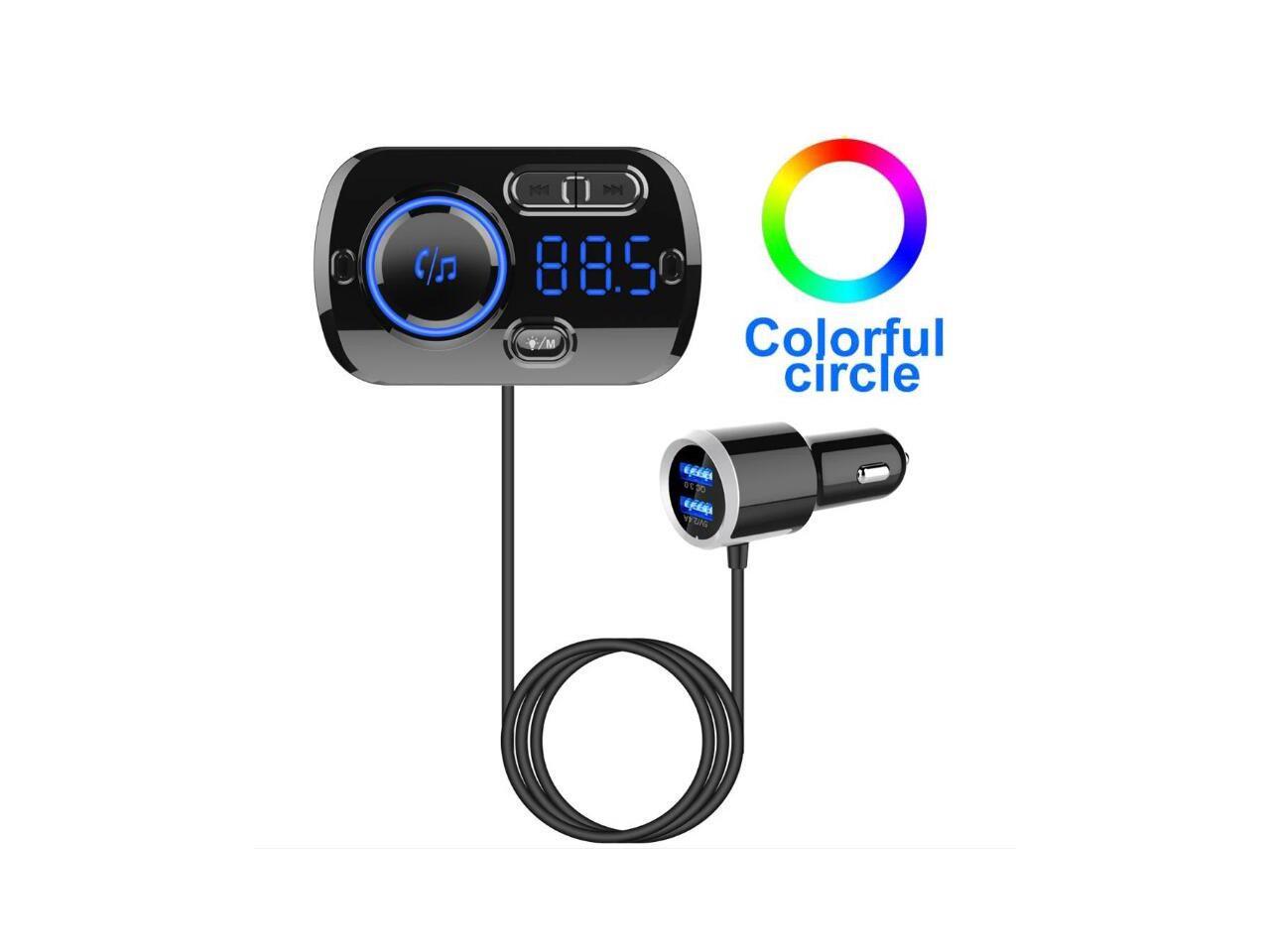 Bluetooth FM Transmitter for Car Audio Adapter Receiver Wireless Hands Free Car Kit with Smart Car Locator and 2 USB Ports Charger Support USB Drive 