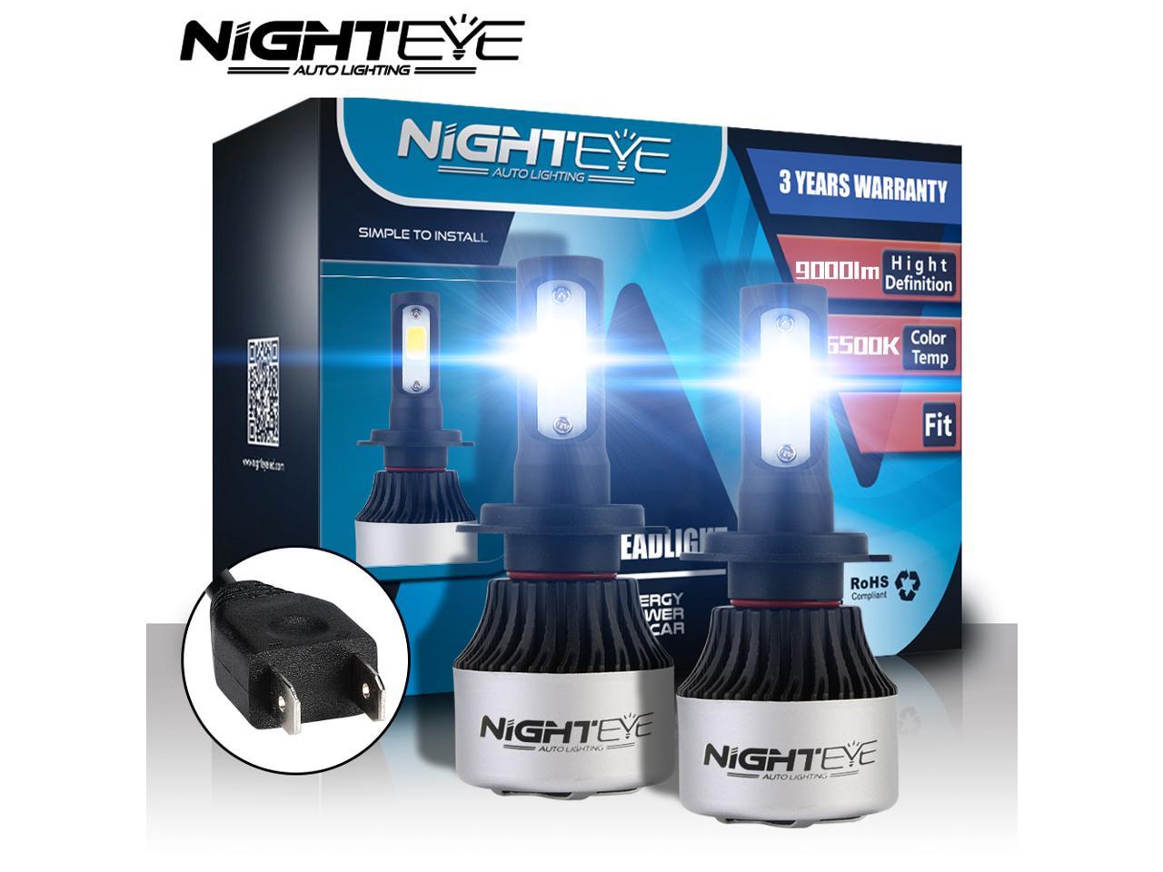 NIGHTEYE H4 72W 9000LM COB LED Auto Headlight Bulbs Kit 6500K White Replace HID