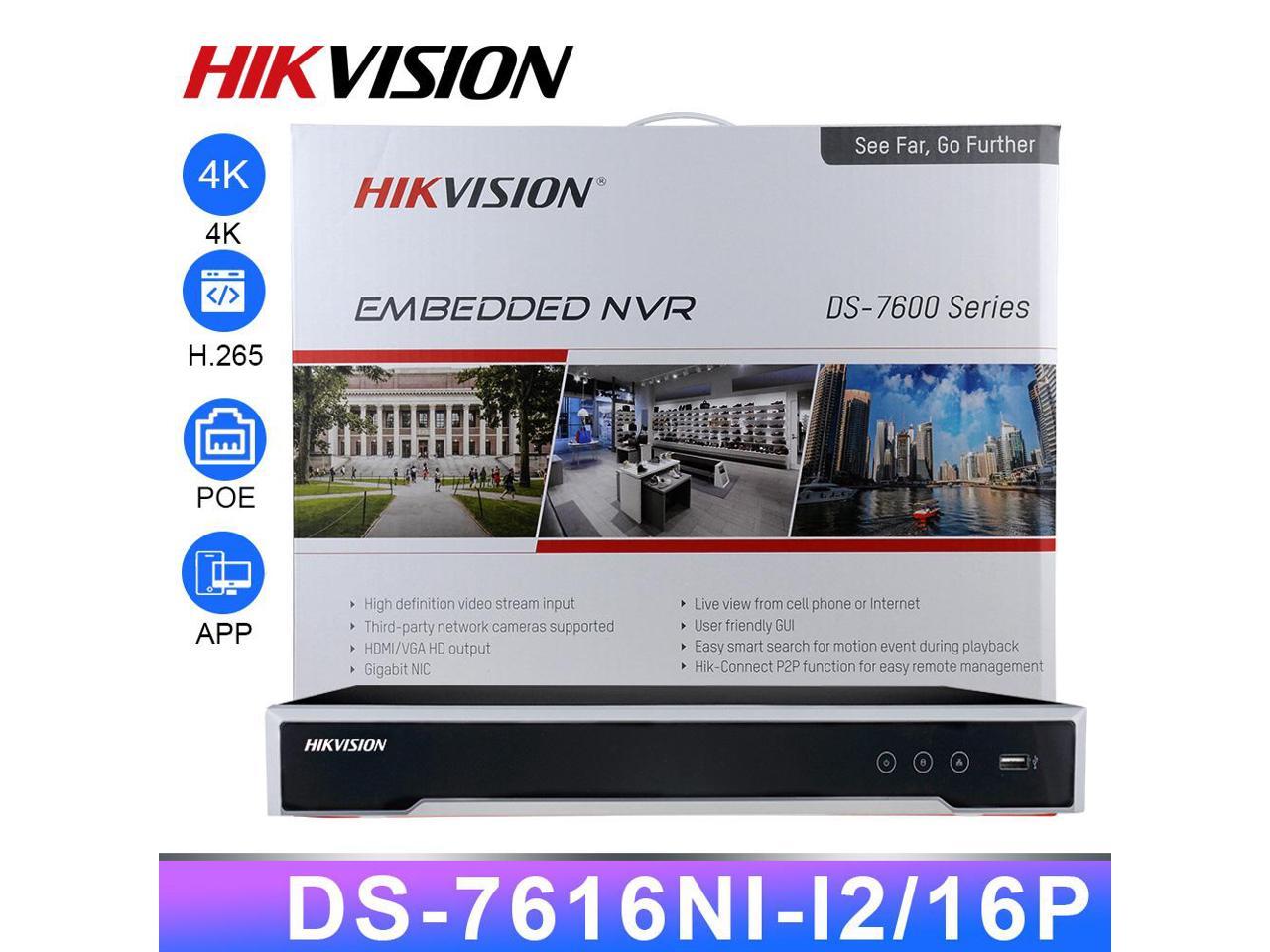 HIK-Tech US 16-Channel PoE 4K Network Video Recorder NVR Embedded Plug & Play DS-7616NI-Q2/16P（2021 New Version） 